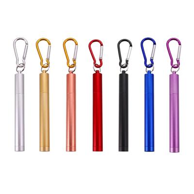 Portable key chain folding straw